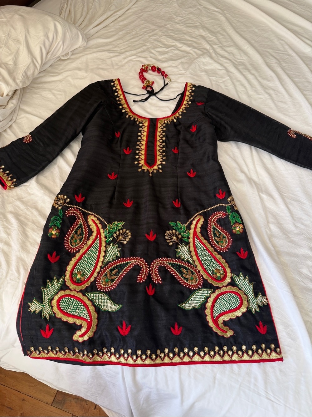 Women’s black silk tunic India wedding
